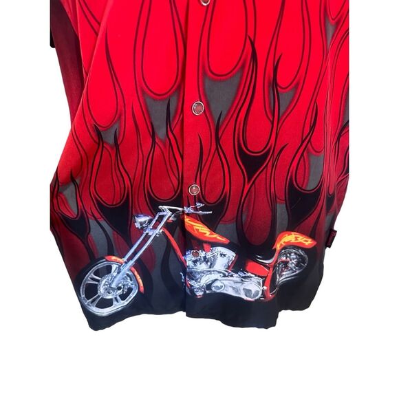 Dragonfly Roadhouse Men’s L Motorcycle Biker Bowler Button up Y2K Flames - Picture 5 of 8
